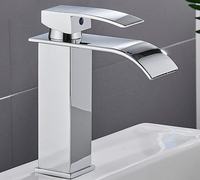 Robinet de lavabo cascade moderne en acier inoxydable SUS 304, mitigeur carré pour lavabo, finition chrome miroir, pour lavabo sur pied, idéal pour hôtels