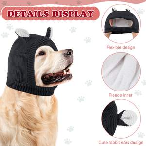 Grandes protections d'oreilles pour animaux de compagnie, capuchons, cache-oreilles, <span class=keywords><strong>snood</strong></span>, protection contre le bruit, chapeau en tissu tricoté, écharpe chaude d'hiver, bandeau pour chiens - Product Image 3
