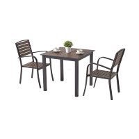 Meubles de restaurant pour terrasse, table carrée en plastique imitation bois à 4 pieds avec trou