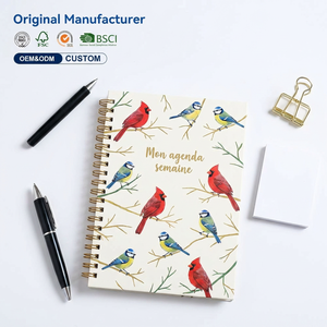 Carnet imprimé d'animaux A6, journal, papeterie, agenda pour planning hebdomadaire, fournitures scolaires avec illustration naturelle - Product Image 1