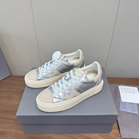 Baskets décontractées à plateforme pour femme en cuir véritable, à lacets, coupe basse, semelle épaisse, logo argenté, pour la marche quotidienne, chaussures de luxe de créateur