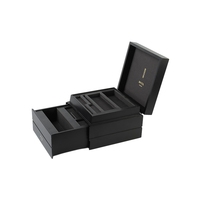 Boîte de rangement modulaire en bois de bambou noir mat, organisateur de bureau multi-tiroirs avec plateaux divisés pour articles divers de cuisine et de table