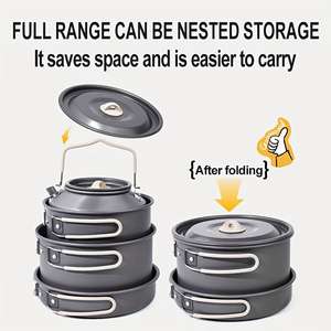 กระทะผัดอลูมิเนียมเคลือบอโนไดซ์แบบพกพา KEEP KAMP ฝาปิดสแตนเลส พับเก็บได้ น้ำหนักเบา ความจุ 1-2 ลิตร ใช้ได้กับเตาแก๊ส - Product Image 4