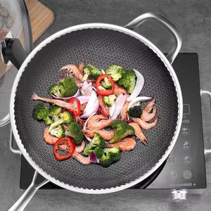 Stainless Steel Wok 32Cm Full Honeycomb Non-Coated Non-Stick For Stir Fry Cooking - Product Image 1