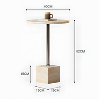 Table console d'appoint en marbre minimaliste italien, style nordique moderne, luxe léger, crème, haut de gamme, pour salon de villa ou d'hôtel