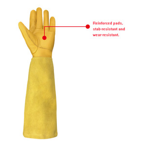 Guantes de piel de vaca y vaca para mujer, manguitos amarillos de manga larga, transpirables, de poda y deshierbe, 3D de malla, personalizados, para jardinería, novedad - Product Image 1