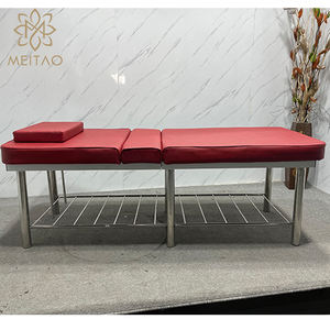 Cama de belleza roja de lujo con reposacabezas ajustable y marco de acero inoxidable resistente-Equipo profesional de spa y salón - Product Image 3