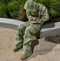 Ensemble de survêtement décontracté pour homme, style automne, avec sweat à capuche et pantalon de survêtement à carreaux, fabrication OEM personnalisée, pour le commerce transfrontalier