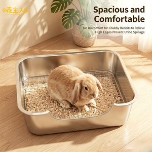 Cage à <span class=keywords><strong>lapin</strong></span> multifonction en acier inoxydable avec grille, anti-fuite, anti-rayures, bac à litière pour petit chien et litière pour chat - Product Image 2