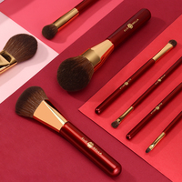 Ensemble de pinceaux de maquillage de qualité professionnelle, virole en cuivre doré et manche en bois, boîte d'emballage cosmétique de beauté