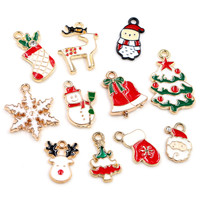 Pendentif à breloques de noël en émail pour bricolage, fabrication de bijoux, collier, Bracelet, boucles d'oreilles, fournitures de bijouterie artisanale en alliage, 10 pièces
