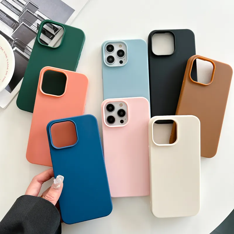 Shockproof Microfiber Lining square silicone Flexible TPU frosted protector phone cases for iphone 11 12 13 14 pro Back cover