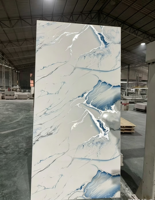 Panneau en pierre de marbre artificielle brillant, feuille de PVC effet marbre pour la décoration murale