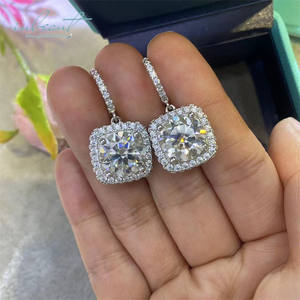 Argent 925 Original Total 10 Carat Brilliant Cut Diamond <span class=keywords><strong>Test</strong></span> Past D Color Moissanite Square Drop Earrings Fine Jewelry - Product Image 2