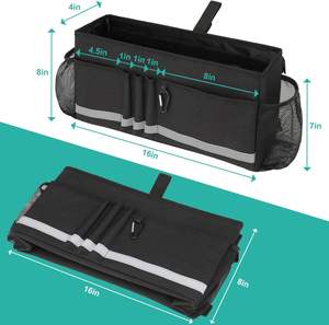 Sac de marche pliant avec porte-gobelet Sac de déambulateur noir pour seniors Panier de rangement Drive <span class=keywords><strong>Walker</strong></span> - Product Image 2