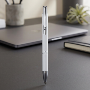 Penna a Sfera Moneta in Alluminio Riciclato, Punta da 0,5mm, Corpo in Acciaio, Penna Promozionale Originale Modello 107984-9 - Product Image 3