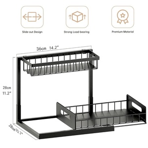Organización de Almacenamiento para el Hogar, Estantes de Almacenamiento, Unidades de Almacenamiento, Soportes de Almacenamiento, Estantes para Cocina y Baño, Organizador Deslizable de <span class=keywords><strong>2</strong></span> Niveles Debajo del Fregadero - Product Image 5