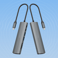 Station d'accueil USB C 7 en 1 4K60Hz HDTV PD100W Charge rapide 10 Gbps Hub USB3.2 Emplacement pour carte SD TF Alliage d'aluminium ultra fin pour ordinateur portable Mac
