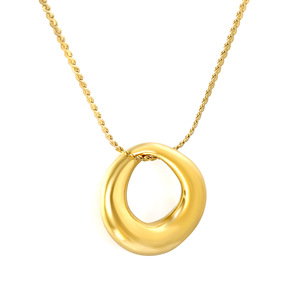Collar con colgante geométrico, diseño de círculo irregular dorado, uso diario - Product Image 1