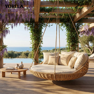 Chaise suspendue en osier robuste pour piscine de complexe hôtelier, mobilier de bord de piscine commercial - Product Image 2