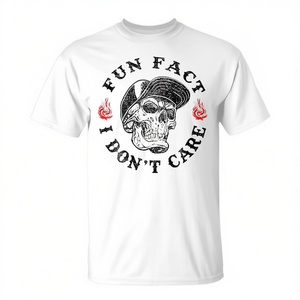Fun Fact I Don't Care Skeleton T-shirt sarcastique unisexe pour adulte, taille S M L XL XXL - Product Image 2