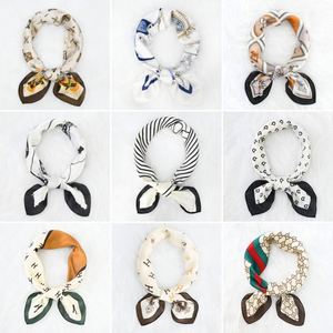 Retro Fashionable Polyester <b>Silk</b> Bandana <b>Scarf</b> for Women Screen Printed Custom Logo <b>Square</b> <b>Scarves</b> of 70*70cm - Product Image 5