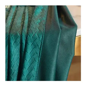 Blackout cortina de tecido elétrica, veludo macio de qualidade de luxo de esculpir tecido azul marinho para janela