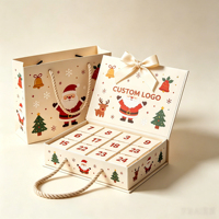 Boîte de calendrier de l'avent magnétique rouge de luxe avec logo de marque personnalisé, emballage cadeau de compte à rebours de Noël surprise avec compartiments séparés