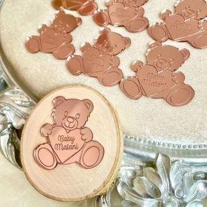 Etiquetas Personalizadas de Acrílico con Acabado Espejo, Diseño de Osito de Peluche, Impermeables y Duraderas para Fiestas, Bautizos de Bebés, Regalos de Agradecimiento - Product Image 3