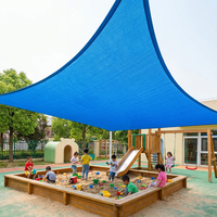 Voile d'ombrage triangulaire légère et portable en HDPE bleu, anti-UV, rafraîchissante, protection solaire pour balcon, jardin, patio, cour arrière