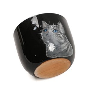Taza <span class=keywords><strong>de</strong></span> Café Moderna y Sencilla <span class=keywords><strong>de</strong></span> Estilo Árabe con <span class=keywords><strong>Diseño</strong></span> <span class=keywords><strong>de</strong></span> Gato y Mariposa, en Negro Glaseado, 150 ml, Apta para Lavavajillas, Gran Venta en el Medio Oriente - Product Image 3