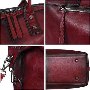Red Royal Look Eco-Friendly Lichee Pattern Cross Body Tote Shoulder <b>Bag</b> for <b>Women</b> Made Genuine Leather Zipper Closure Custom - Product Image 5