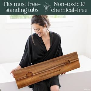 Plateau de bain pour baignoire en acacia, organisateur réglable pour salle de bain avec porte-savon offert, idéal pour <span class=keywords><strong>spa</strong></span> de luxe ou lecture - Product Image 2