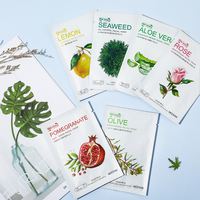 Masque Visage Hydratant en Coton Biologique Fabriqué par une Société de Beauté Coréenne, à l'Extrait de Fruit pour un Nettoyant de Pores, Glycérine et Thé Vert