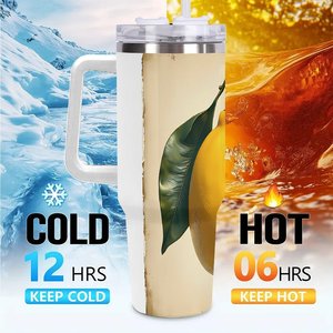 Personalized Stainless Steel Outdoor <b>Thermos</b> <b>Cup</b> Insulated Metal Tumbler 40oz With Lemon Design - Product Image 6