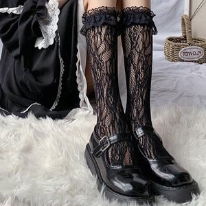 <span class=keywords><strong>Chaussettes</strong></span> Lolita à volants en dentelle fine et maille pour <span class=keywords><strong>femme</strong></span>, hauteur genou, vente en gros - Product Image 6