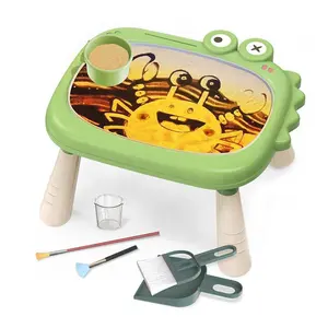 KUNYANG 공룡 모래 페인트 테이블 안전 diy 그리기 게임 세트 가벼운 교육 창조적 인 그림 재미 아이들 모래 예술 장난감