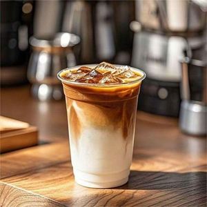 Gobelets en plastique transparent à paroi simple PET de 98 mm avec couvercle, logo personnalisé, 12-20 oz, boissons froides, café, lait, thé, jus - Product Image 4