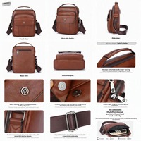 Tas Selempang Pria Bahan PU Anti Air, Tahan Gores, dengan Tutup Magnetik, Model Crossbody Messenger