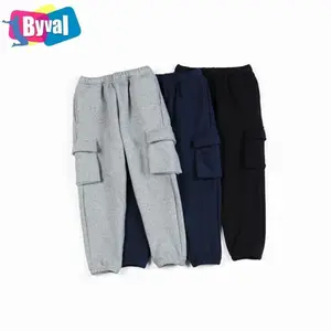 Pantalons Cargo pour enfant, nouveau, sur mesure, en coton uni, décontracté, jogging, survêtement, pour garçons,