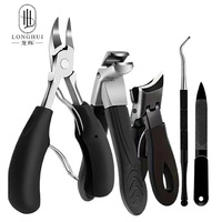 Longhui Kit de 5 outils portables universels pour manucure et pédicure, comprenant des pinces à ongles bec d'aigle, des outils pour ongles des orteils et des ciseaux de précision