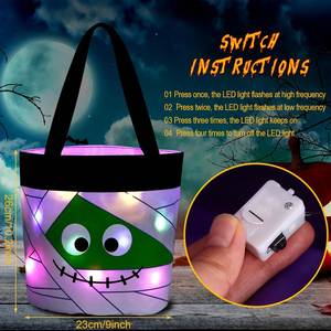 Bolsa de Dulces de Calabaza Personalizada con Luces LED Multicolores Brillantes, Cubo de Halloween para Truco o Trato, Decoración para Fiestas y Festivales - Product Image 4