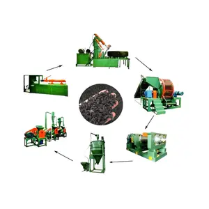 Car Tire Shredder Granulating Production Line Complete Semi Automatic Tire Recycling Machines Plant