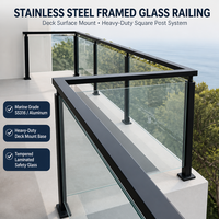 Balustrade de balcon en verre sans cadre avec main courante en acier inoxydable et pince de fixation pour clôture extérieure en verre