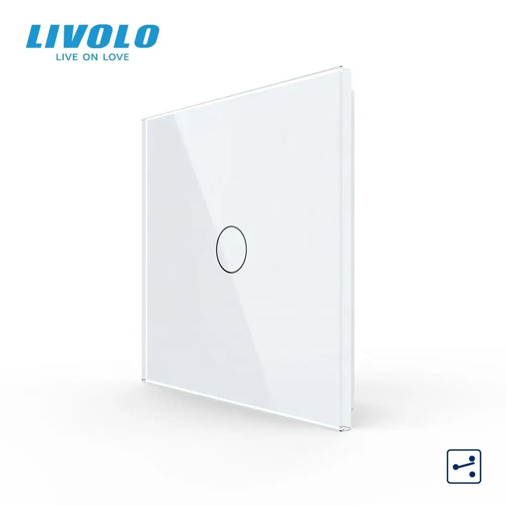 LIVOLO UK Standard 1gang 2way Wall Touch Switch Lamp Tempered Glass Sensor Cross Through Control 86mm 4 Colors Panel