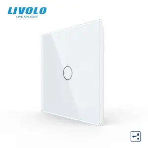 LIVOLO UK Standard 1gang 2way Wall Touch Switch Lamp,Tempered Glass Sensor,Cross Through Control,86mm 4 Colors Panel