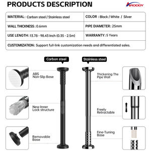 ARODDY-Tubes Estensibile en acier noir de 0.5 à 0.8m, tige de séchage pour vêtements, matériel de garde-robe - Product Image 2