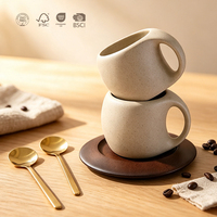 Mug à café en céramique mouchetée style nordique rétro, tasse à latte beige, mug à thé Americano avec grande poignée pour la maison, le café, en gros