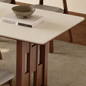 Ensemble de table à manger en bois massif de haute qualité avec un design moderne et simple, facile à nettoyer, durable pour un usage quotidien - Product Image 5