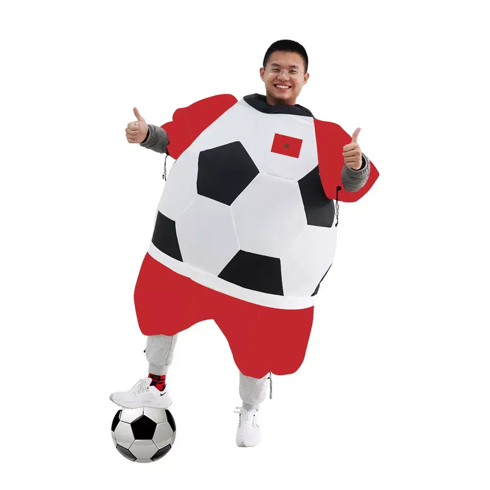 Traje inflable con diseño personalizado para aficionados, bandera nacional de Marruecos, fútbol, todos los países, venta al por mayor